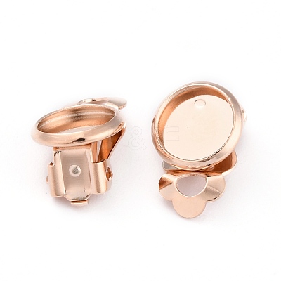 304 Stainless Steel Clip-on Earring Setting STAS-L244-50C-RG-1