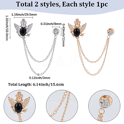 2Pcs 2 Colors Men's Alloy Brooch Lapel Pin JEWB-SP0001-05-1