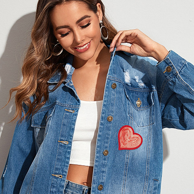 Heart PVC Glitter Iron on/Sew on Patches DIY-WH0060-56-1
