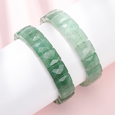 Natural Green Aventurine Faceted Beaded Stretch Bracelets for Women BJEW-K251-08J-1