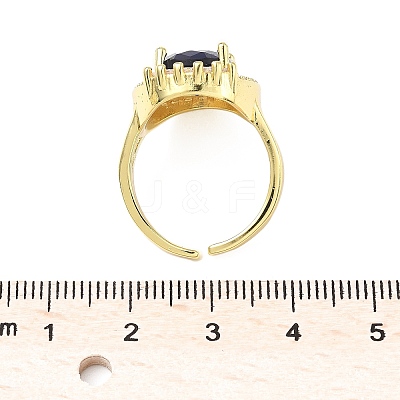 Brass Micro Pave Cubic Zirconia Adjustable Cuff Open Rings for Women RJEW-C131-01G-1
