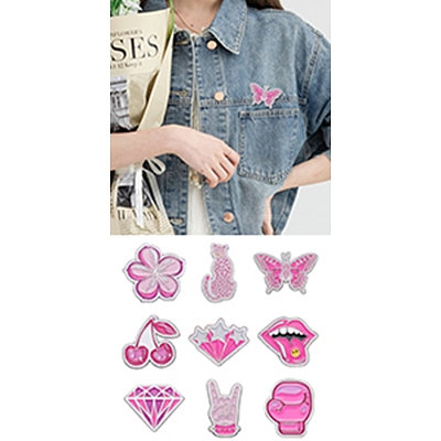 9Pcs 9 Styles Pink Series Enamel Pins JEWB-SZ0002-03-1