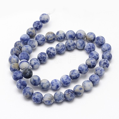 Natural Blue Spot Jasper Round Bead Strands G-D679-8mm-1