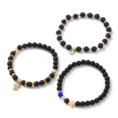 6Pcs 6 Style Natural Mixed Gemstone Beaded Stretch Bracelets Set BJEW-JB09117-1