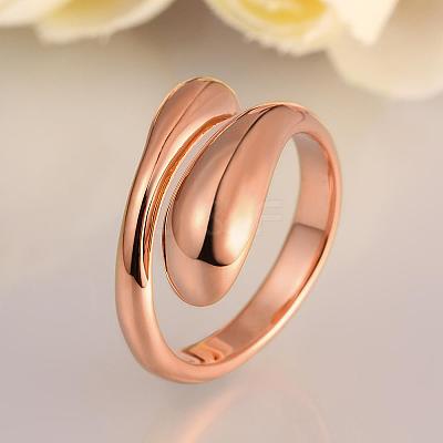 Real Rose Gold Plated Adjustable Brass Finger Rings for Women RJEW-BB07574-B-1