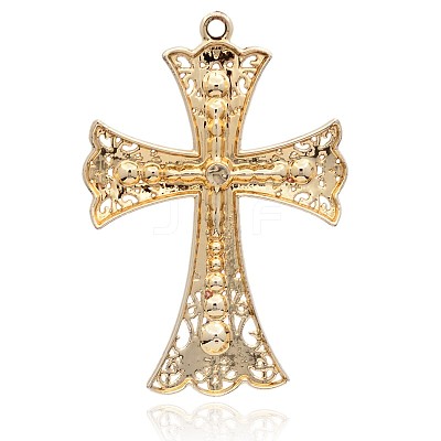 Cadmium Free & Nickel Free & Lead Free Light Gold Plated Alloy Rhinestone Big Pendants ALRI-J026-05G-NR-1