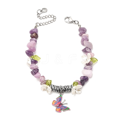 Printed Alloy Butterfly Charm Bracelets BJEW-JB12404-01-1