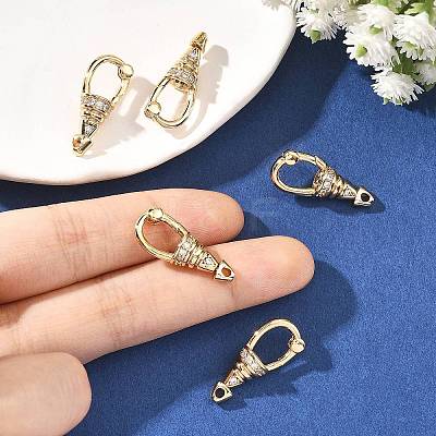 SHEGRACE Brass Micro Pave Clear Cubic Zirconia Spring Gate Clasps XGRQ58768-750G-1