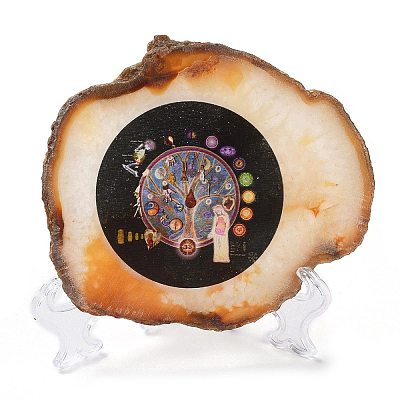 Printed Natural Agate Slice Stone Ornament DJEW-M011-02E-1
