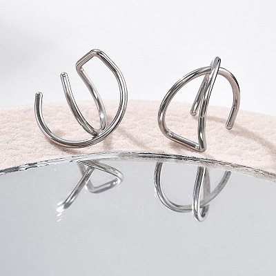 304 Stainless Steel Cross Clip on Nose Rings AJEW-A062-03P-1