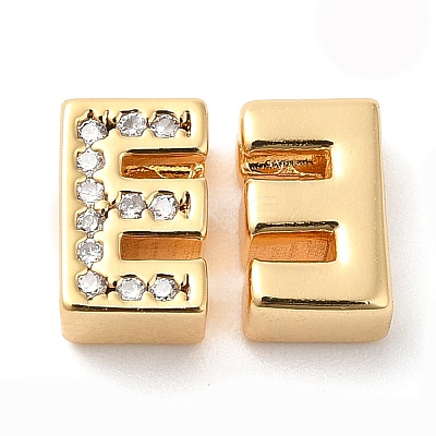 Brass Micro Pave Cubic Zirconia Beads KK-F855-03G-E-1