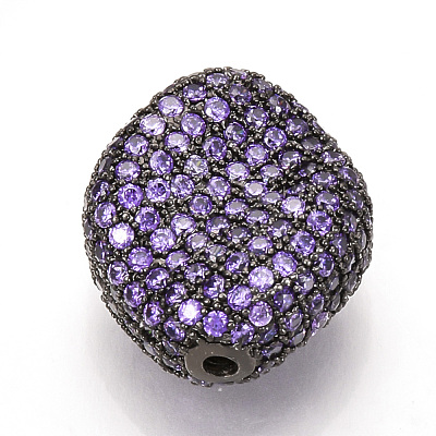 Brass Micro Pave Cubic Zirconia Beads ZIRC-T004-50B-04-1