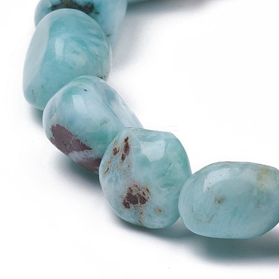 Natural Larimar Stretch Beaded Bracelets X-BJEW-K213-C21-1