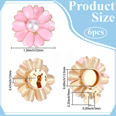 6Pcs Flower Alloy Plastic Cufflinks FIND-CY0001-64-1