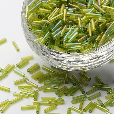 Transparent Colours Rainbow Glass Bugle Beads TSDB6MM164-1