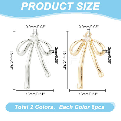 12Pcs 2 Colors Brass Rhinestone Pendants KK-HY0003-75-1