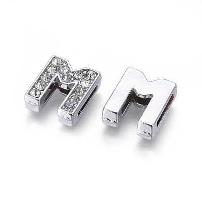 Alloy Initial Slide Charms with Grade A Rhinestones ALRI-R032-M-FF-1