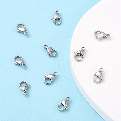 Tarnish Resistant Polished 316 Surgical Stainless Steel Lobster Claw Clasps X-STAS-R072-12A-1