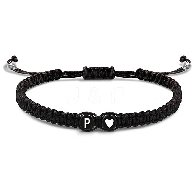 304 Stainless Steel Alphabet Beads Braided Bead Bracelets RY3090-16-1