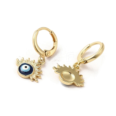 Evil Eye Golden Brass Dangle Leverback Earrings EJEW-Q797-25G-1