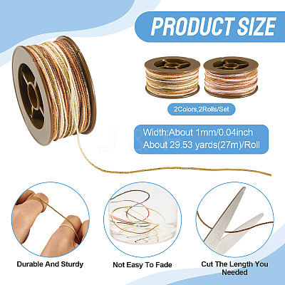 2 Rolls 2 Colors Segment Dyed Round Polyester Twisted Cords OCOR-TA0003-59C-1