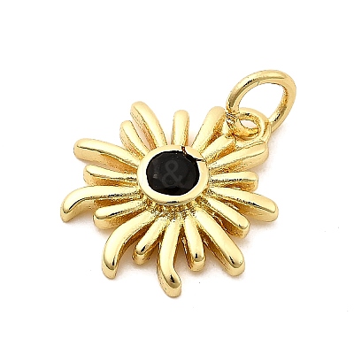 Sun Brass Micro Pave Cubic Zirconia Pendants KK-C134-11G-01-1