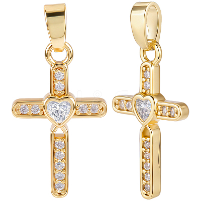10Pcs Brass Micro Pave Cubic Zirconia Pendants KK-BBC0019-82-1