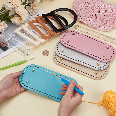 4Pcs 4 Colors PU Leather Oval Bottom FIND-CL0001-79A-1