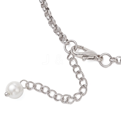 Round Glass Beaded Bib 304 Stainless Steel Rolo Chain Necklaces NJEW-JN05359-02-1