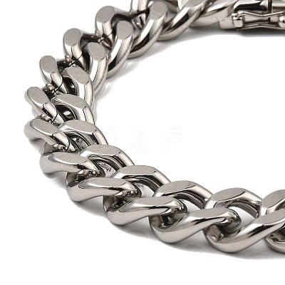 Non-Tarnish 304 Stainless Steel Cuban Link Chain Bracelet Hand Polished NJEW-D050-02G-P-1