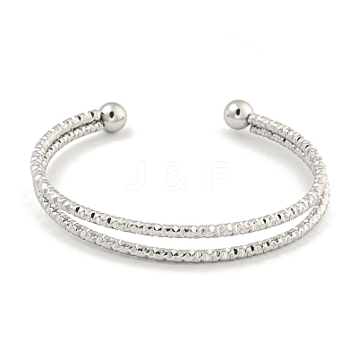 Non-Tarnish Textured 304 Stainless Steel Wrap Cuff Bangle for Women BJEW-P331-16P-1
