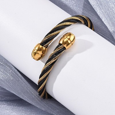 304 Stainless Steel Torque Bangles for Women BJEW-P310-25MC-1