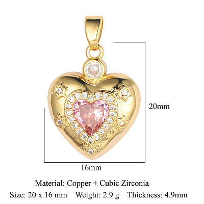Brass Micro Pave Colorful Cubic Zirconia Pendants ZIRC-OY001-21G-1
