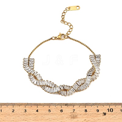 304 Stainless Steel Pave Clear Cubic Zirconia Twisted Chain Bracelets for Women SA-CBAABBA-02G-1