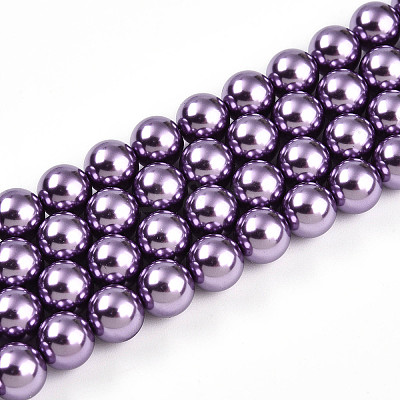 Baking Paint Pearlized Glass Pearl Bead Strands HY-N002-8mm-A14-1