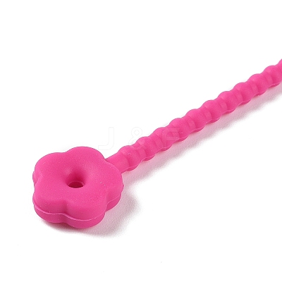 Flower Shape Silicone Cable Zip Ties AJEW-C034-01G-1