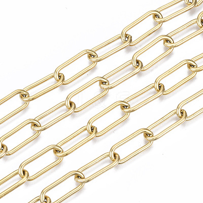 3.28 Feet PVD Vacuum Plating 304 Stainless Steel Paperclip Chains X-CHS-N001-02G-1