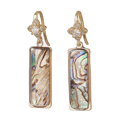 Brass Micro Pave Clear Cubic Zirconia Dangle Earrings EJEW-JE06949-1