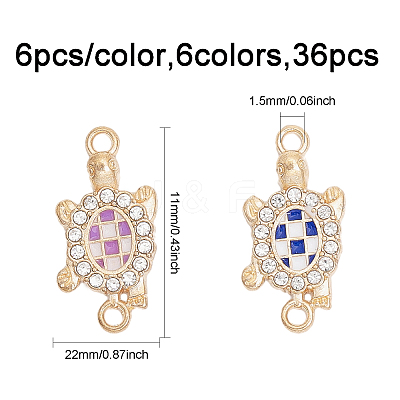 36Pcs 6 Colors Alloy Enamel Connector Charms FIND-CA0007-18-1