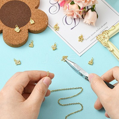 9Pcs 3 Style Brass Micro Pave Clear Cubic Zirconia Pendants KK-CJ0002-81-1