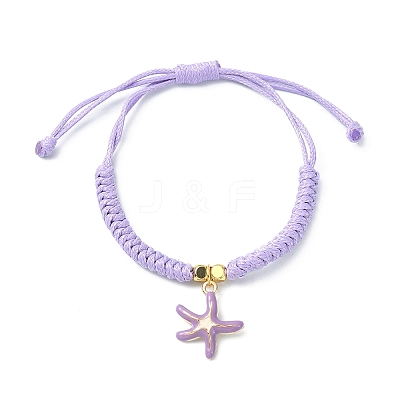 Starfish Shape Alloy Enamel Pendant Bracelets BJEW-JB09883-01-1
