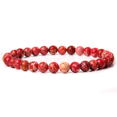 Synthetic Imperial Jasper Round Beaded Stretch Bracelet LS-SF8562-10-1-1