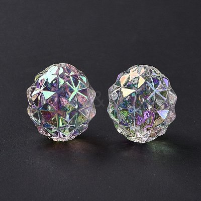 Transparent UV Plating Rainbow Iridescent Acrylic Beads X-OACR-C013-11-1