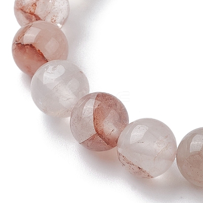 Natural Ferruginous Quartz Round Beaded Stretch Bracelets BJEW-JB10089-02-1
