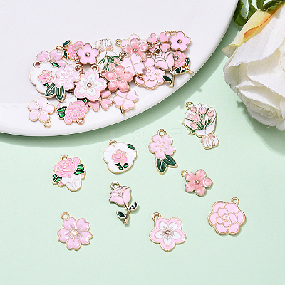 30Pcs 15 Styles Alloy Enamel Pendants ENAM-YW0005-75-1