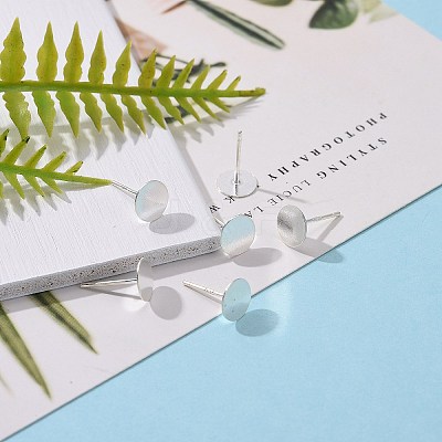 925 Sterling Silver Flat Pad  Stud Earring Findings STER-K167-045F-S-1