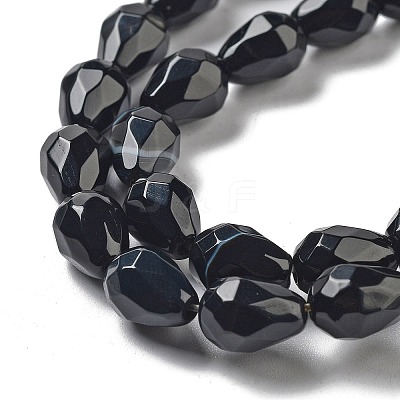 Dyed & Heated Natural Black Agate Beads Strands G-P520-B15-01-1