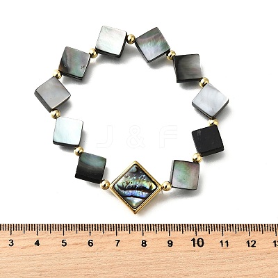 Abalone Shell Beads Stretch Bracelets BJEW-D315-03G-1