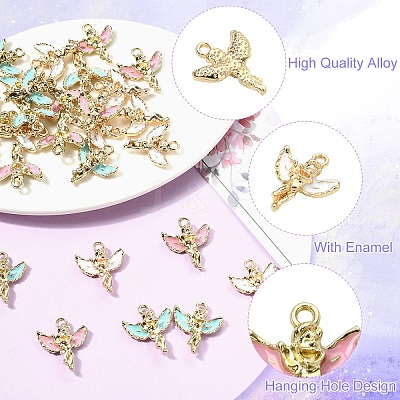 15Pcs 3 Colors Alloy Enamel Pendants ENAM-YW0004-78A-1