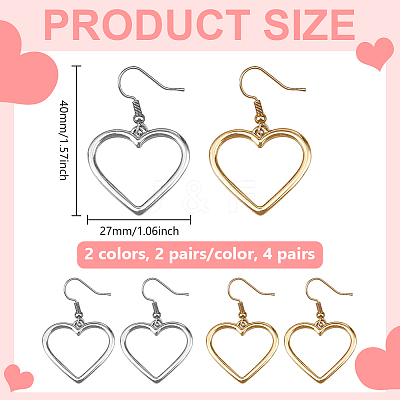 4 Pairs 2 Colors Iron Alloy Dangle Earrings EJEW-HY0001-37-1